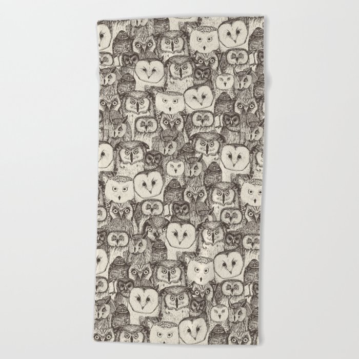 just owls natural Beach Towel