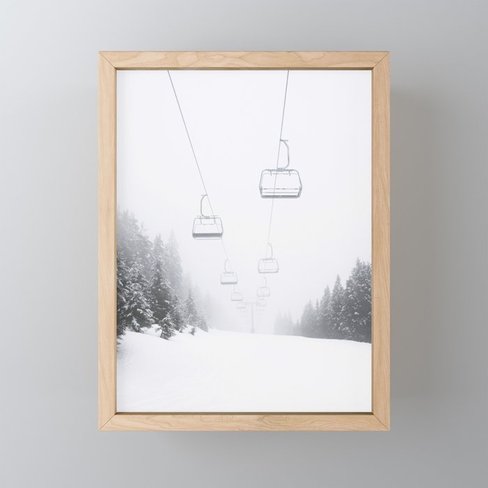 Winter Ski Lift - Chairlift  Framed Mini Art Print