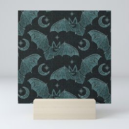 Bat Stitch Crazy - Blue ©studioxtine Mini Art Print