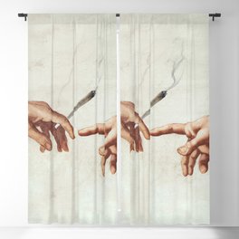 Adam and The God - funny gift idea birthday christmas gift creation of adam 420 weed cannabis Blackout Curtain