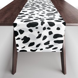 Cheetah skin spots. Black and White animal print  pattern design. Digital Painting Illustration Back Table Runner