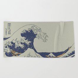 Katsushika Hokusai - The Great Wave off Kanagawa remix B Beach Towel