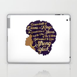 Black Girl Magic - Descendants of Queens and Kings Determined To Rise Faux Gold Afro Woman Laptop Skin