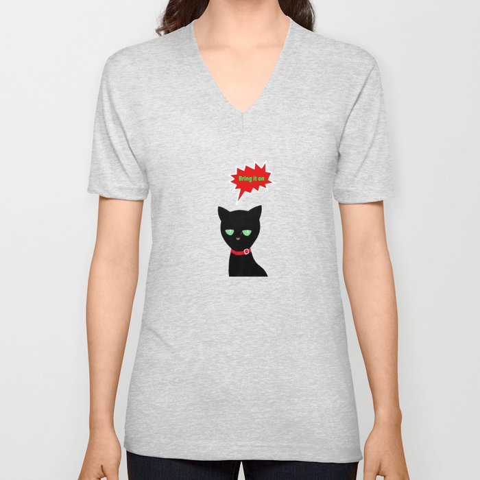 cat -Black cat V Neck T Shirt