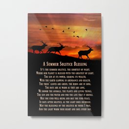 Elk and Sunset Summer Solstice Blessings Metal Print