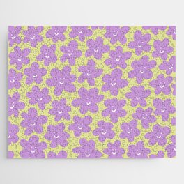 Happy Baby New Year Flowers - lime and purple  Jigsaw Puzzle