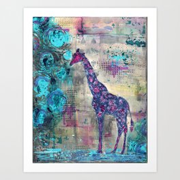 Majestic Series: Giraffe having a berry Art Print
