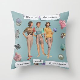 Girl Talk - 50s collage crystal art Throw Pillow
