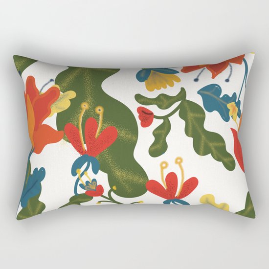 Tropical Flower Pattern Rectangular Pillow
