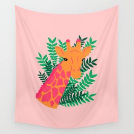 Giraffe - pink and green Wall Tapestry