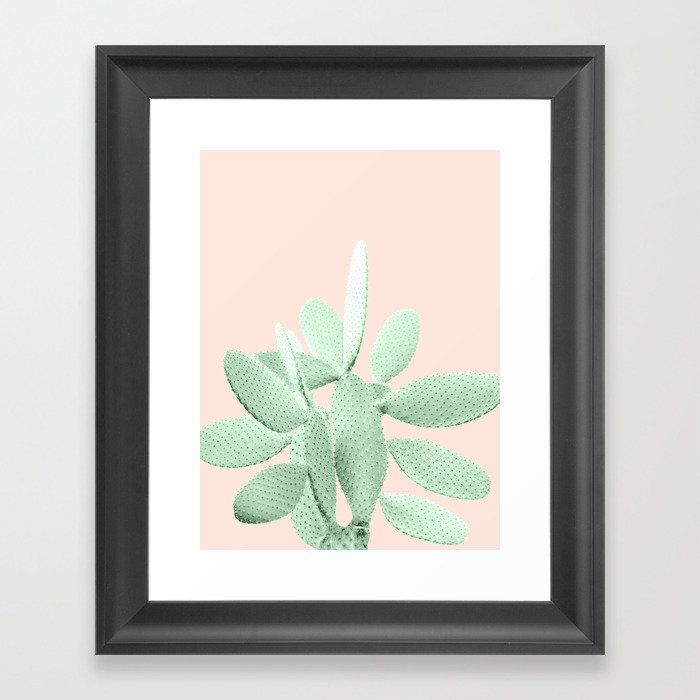 Green Blush Cactus #1 #plant #decor #art #society6 Framed Art Print