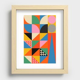 Geometric abstraction in colorful shapes   Recessed Framed Print