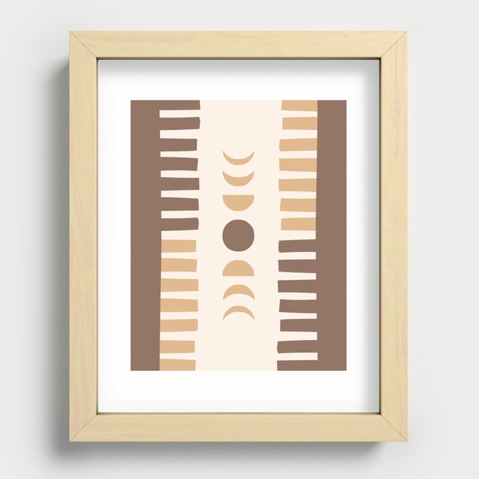 Abstract Geometric Shapes 20 in Terracotta and Beige (Moon Phases)  Recessed Framed Print