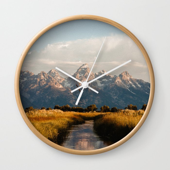 Grand Teton National Park at Sunrise Wall Clock