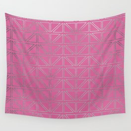 Triangles Metallic Silver and Pink Pattern Wall Tapestry
