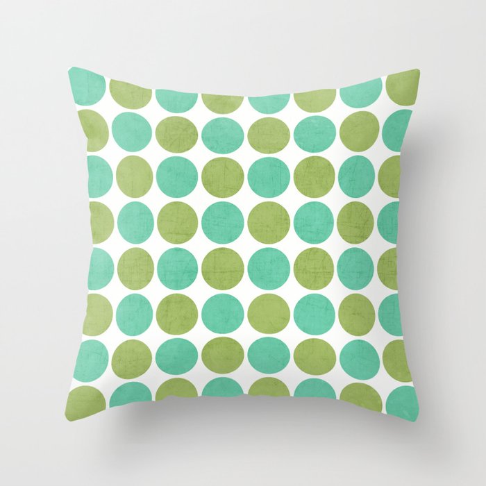 green and mint dots Throw Pillow