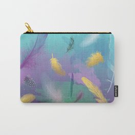 Dancing Feathers - Turquoise and purple shades with gold details Carry-All Pouch