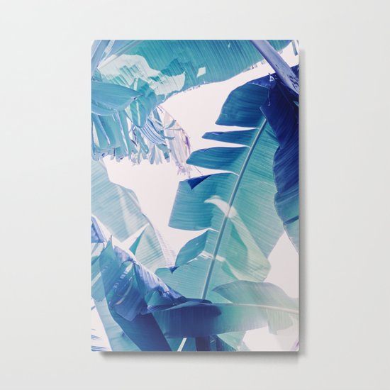 Banana Leaf Blue Metal Print