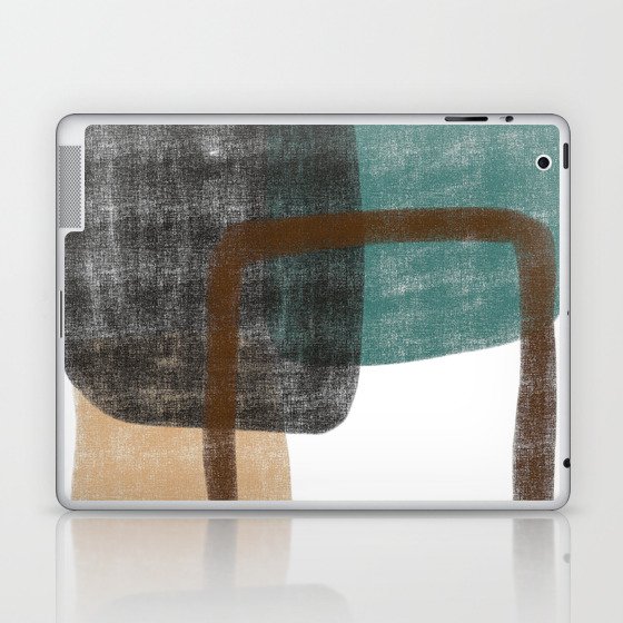 Contemporary Abstract in Green, Sand and Black - 4 Laptop & iPad Skin