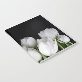 White Tulips on Black 3 Notebook