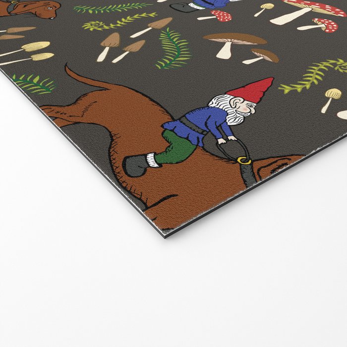 Gnome Dachshund In The Mushroom Forest Soft Black Backgrond