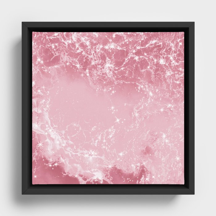 Pink Sparkling Ocean Framed Canvas