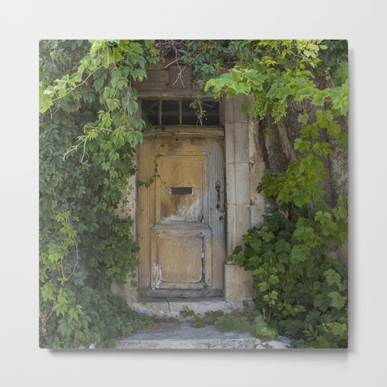 Provence Door covered with green vines Metal Print