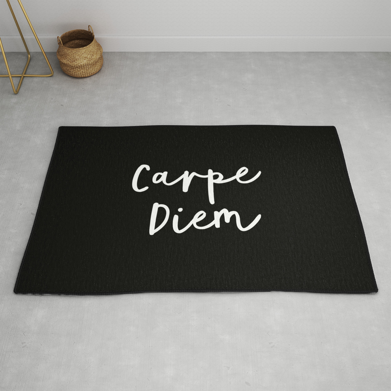 Carpe Diem Black White Contemporary Minimalist Typography Poster