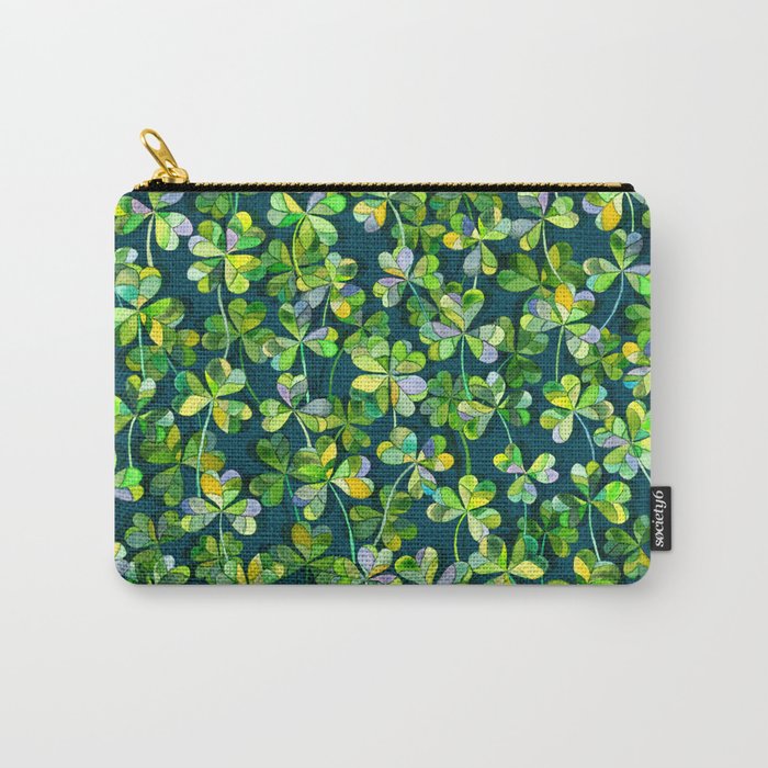 Lucky Clovers in Emerald Green Carry-All Pouch