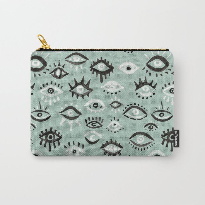 Mystic Eyes – Mint & Black Carry-All Pouch
