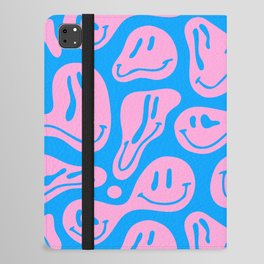 Funny melting smiling happy face colorful cartoon seamless pattern iPad Folio Case