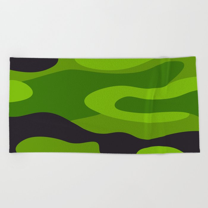 Camouflage Pattern Green and Black Military Beach Towel