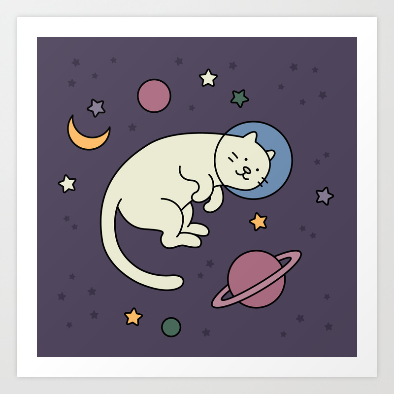 Space Cat Art Print By Verhulst Society6 Space Cat Art Print By Verhulst Society6
