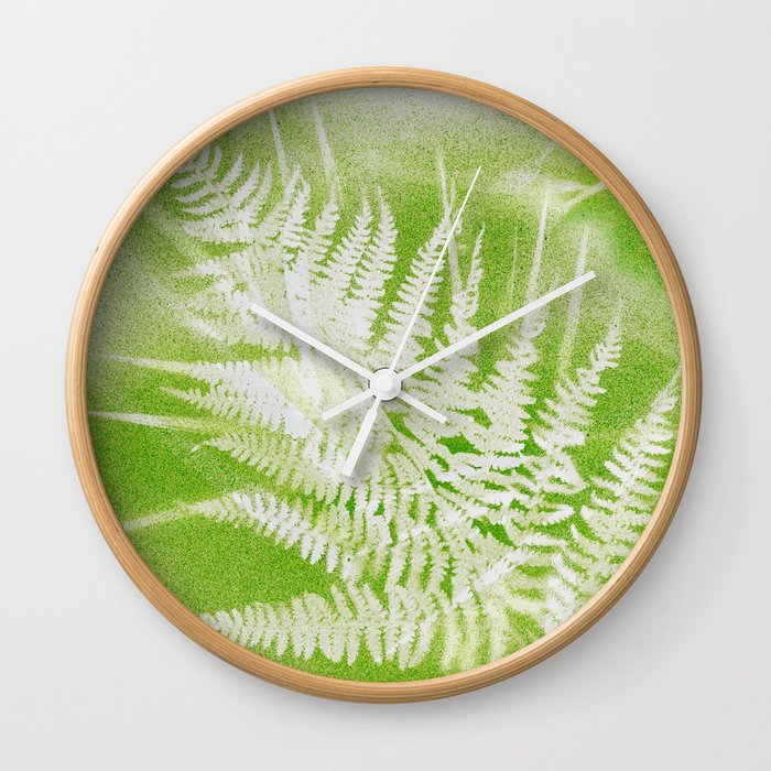 Airbrushed bracken frond and grasses Wall Clock