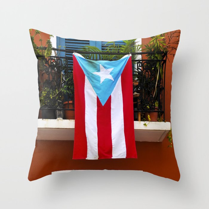 Puerto Rico flag ,balcony Throw Pillow