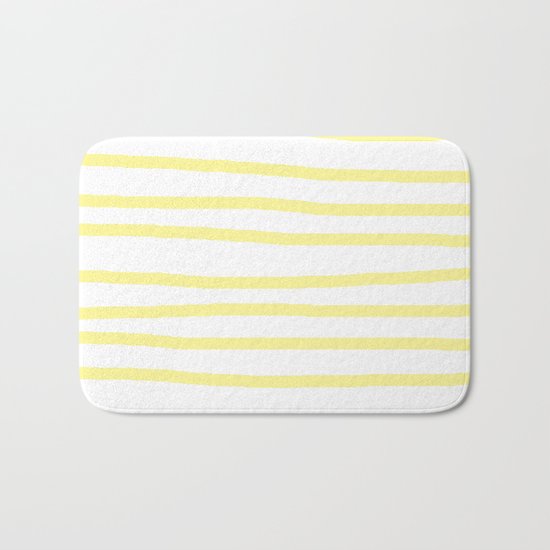 Simply Drawn Stripes in Pastel Yellow Bath Mat
