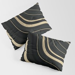 Geometrical abstract black gold wavy lines Pillow Sham