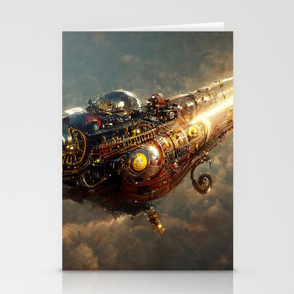 Steampunk Spaceship Stationery Cards