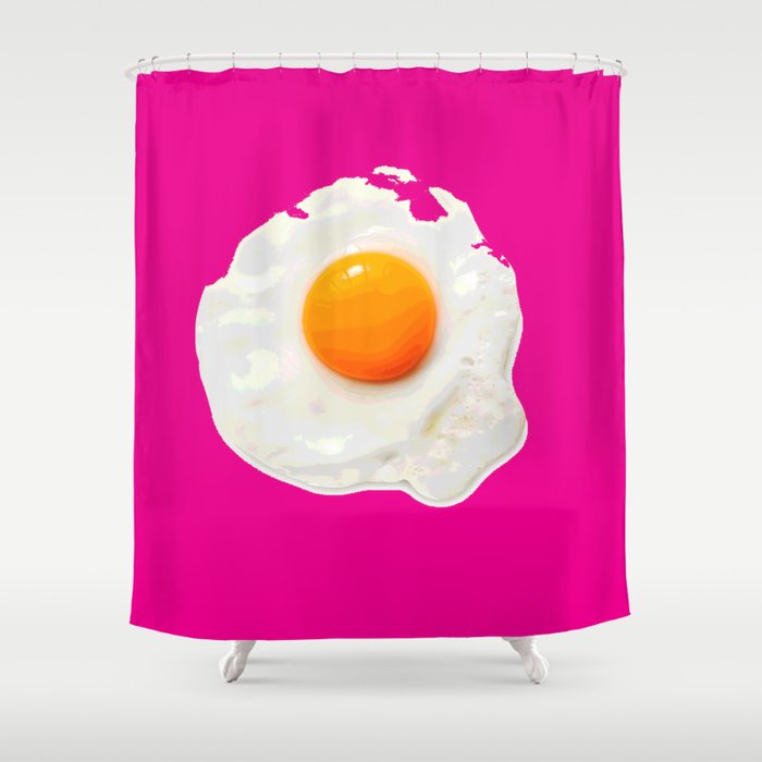 Sunny Side Up Egg on Hot Pink Shower Curtain