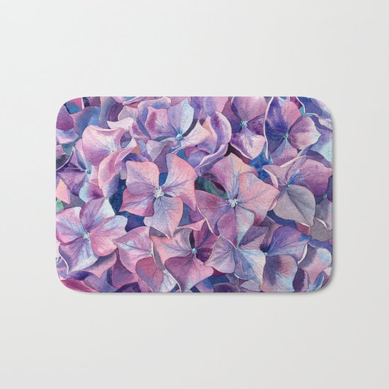 Violet hydrangea Bath Mat