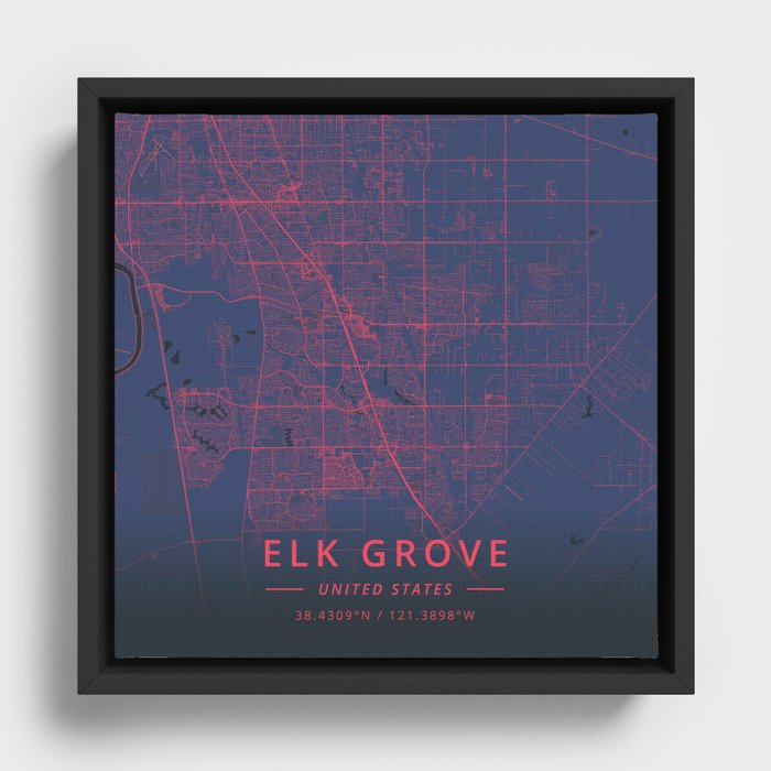 Elk Grove, United States - Neon Framed Canvas