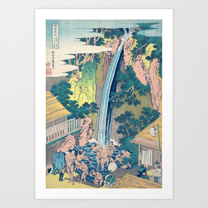 Katsushika Hokusai Waterfall Woodblock Print Art Print By Fineearthprints Society6