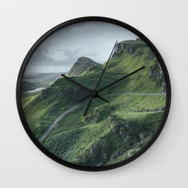 Up in the Clouds Wall Clock | Curated, Scenic, Isleofskye, Highlands, Road, Scenery, Scotland, Nature, View, Quiraing 