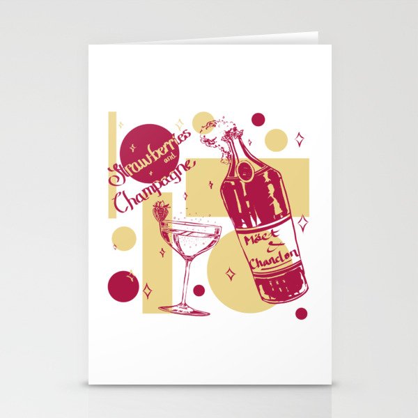 Strawberry Champagne Stationery Cards