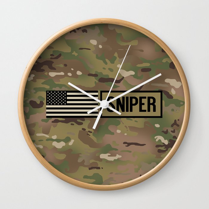 Military Sniper Camo Wall Clock