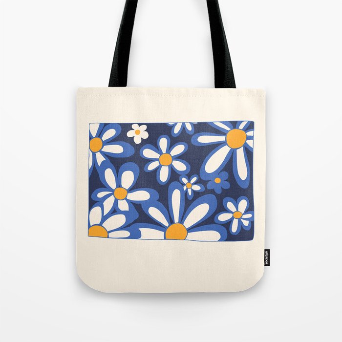 FlowerPower - Colourful Retro Minimalistic Art Design Pattern Tote Bag