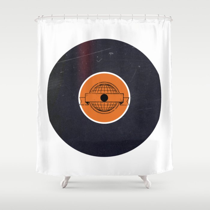 Vinyl Record Art World Post Shower Curtain