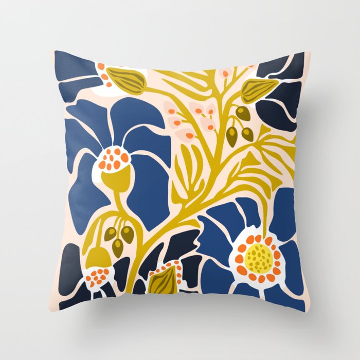 Modern floral illustration; Backyard flower Throw Pillow