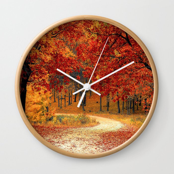 Autumn Road Wall Clock