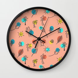 Palm Springs Theme Summer Pattern   Wall Clock